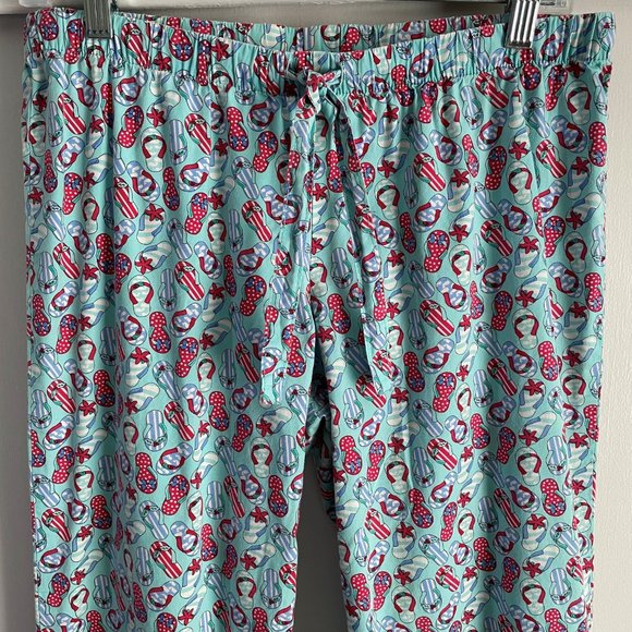 Vinyard Vines Beach Pajama Lounge Pants Size XS Blue Red Holiday Flip Flops PJ - Picture 9 of 16